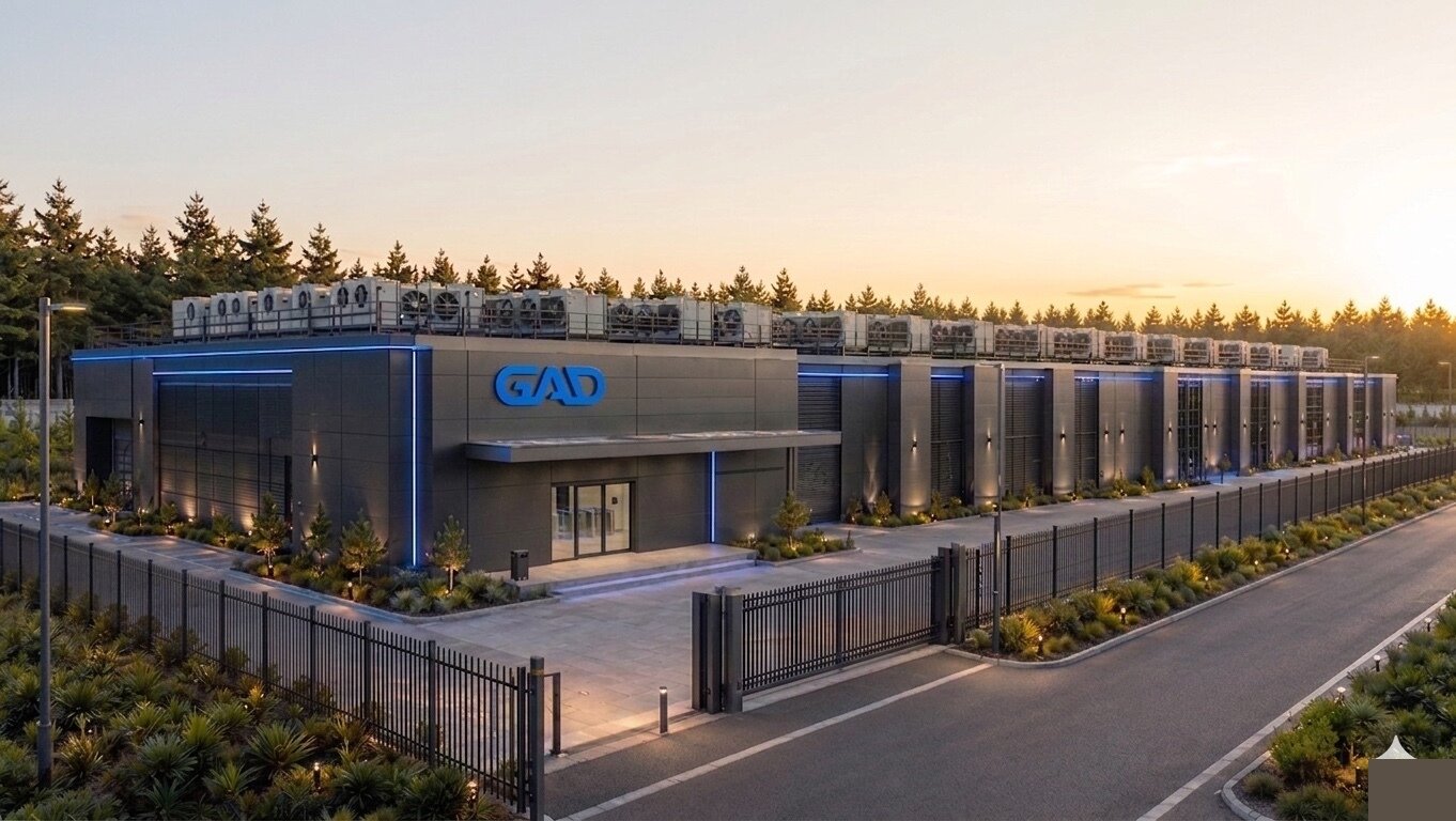 GAD datacenter. Exterior view of the facility with cooling modules