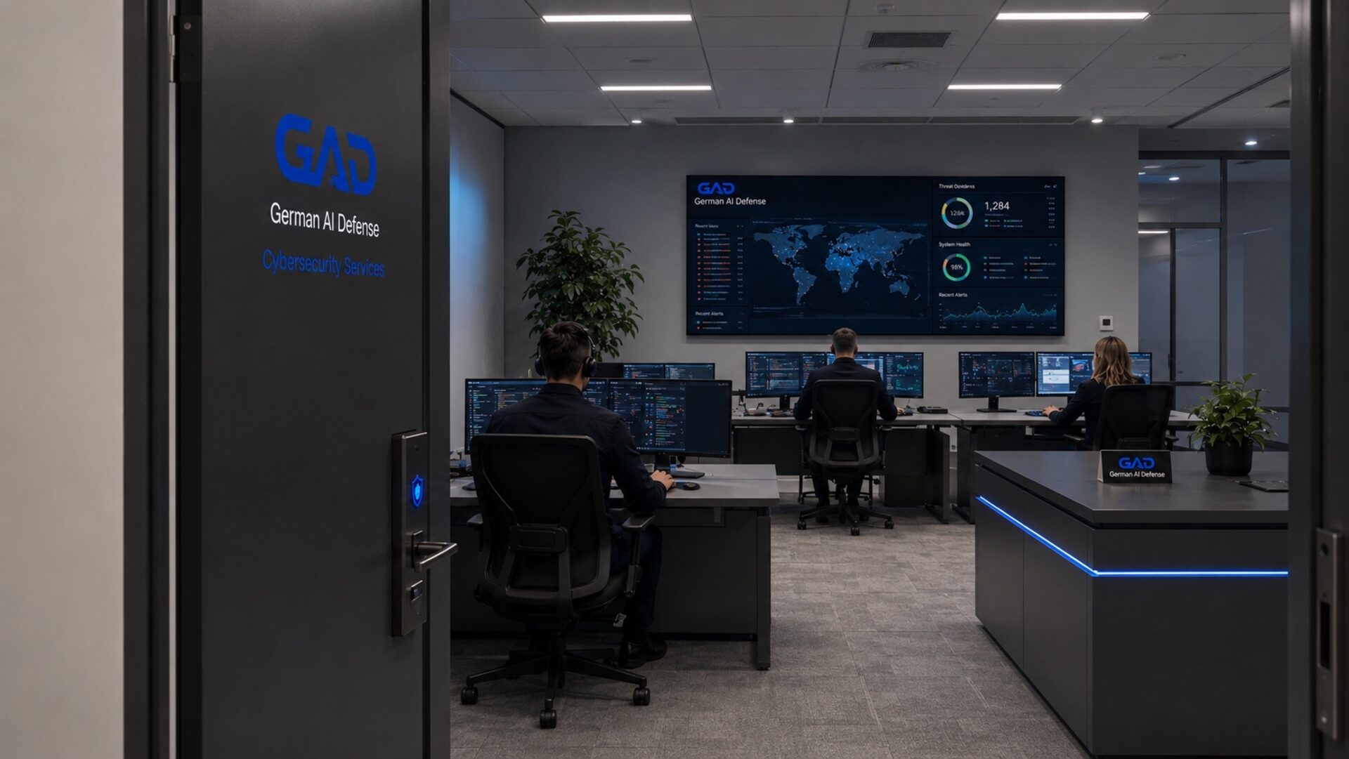 GAD datacenter. Security Operations Center with live dashboard